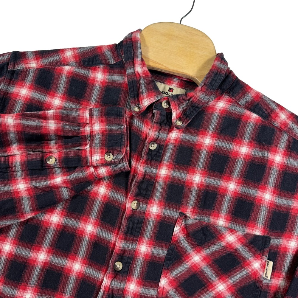 Woolrich Mens XXL Flannel Shirt Button Up Plaid Checkered Red Black Casual